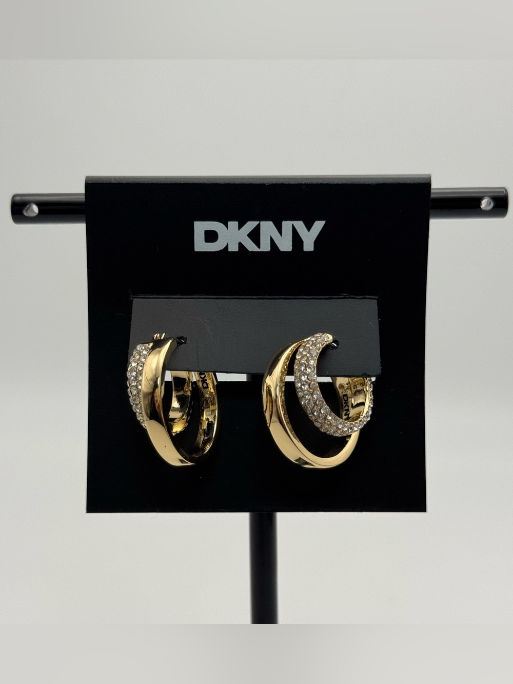 DKNY Gold Pavé Interlocked Hoop Earrings
